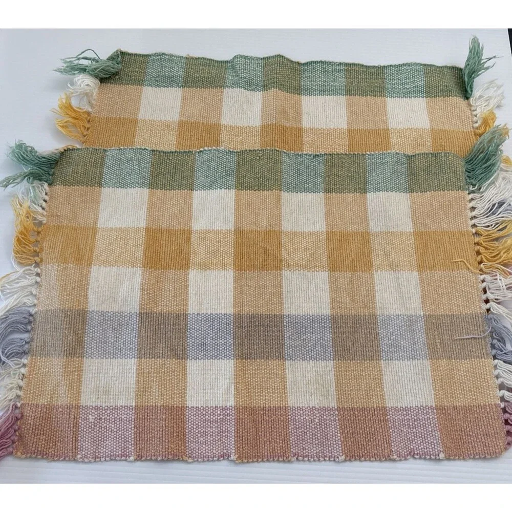 Placemats Set Of Two South-Western Colors Gold,Pink,White And Green